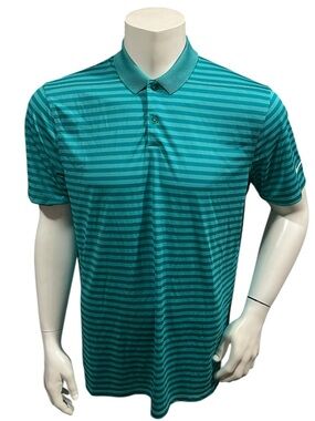 Nike Golf Men’s Polo Shirt Striped Green Short Sleeve Dri-Fit L